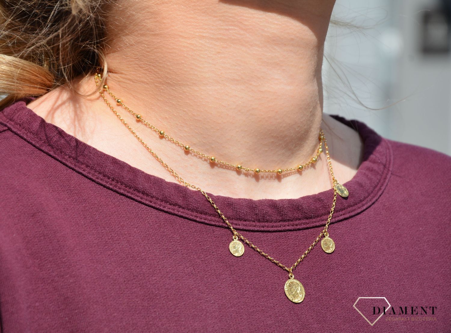 Naszyjnik srebrny pozłacane monetki Dall'Acqua C RM 22926i.jpg